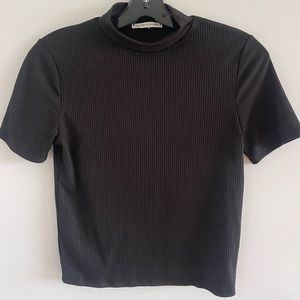 Black ribbed mockneck